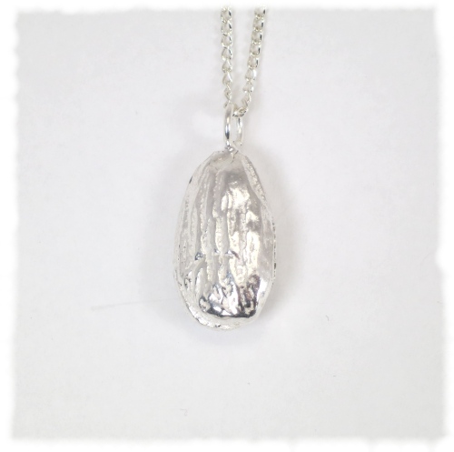 Solid silver almond pendant